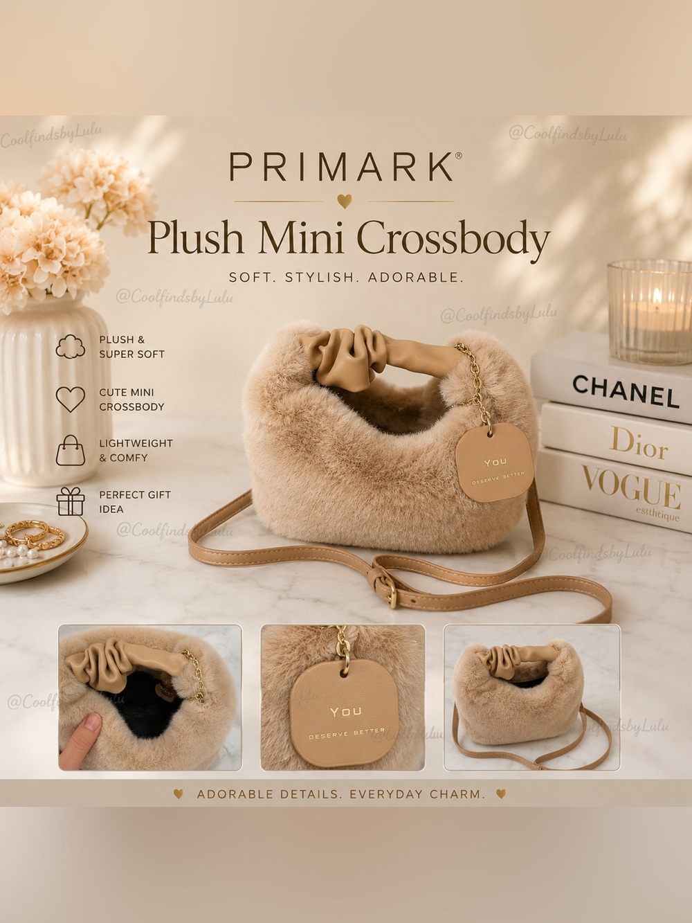 Primark faux fur Mini Crossbody Bag - Camel Beige